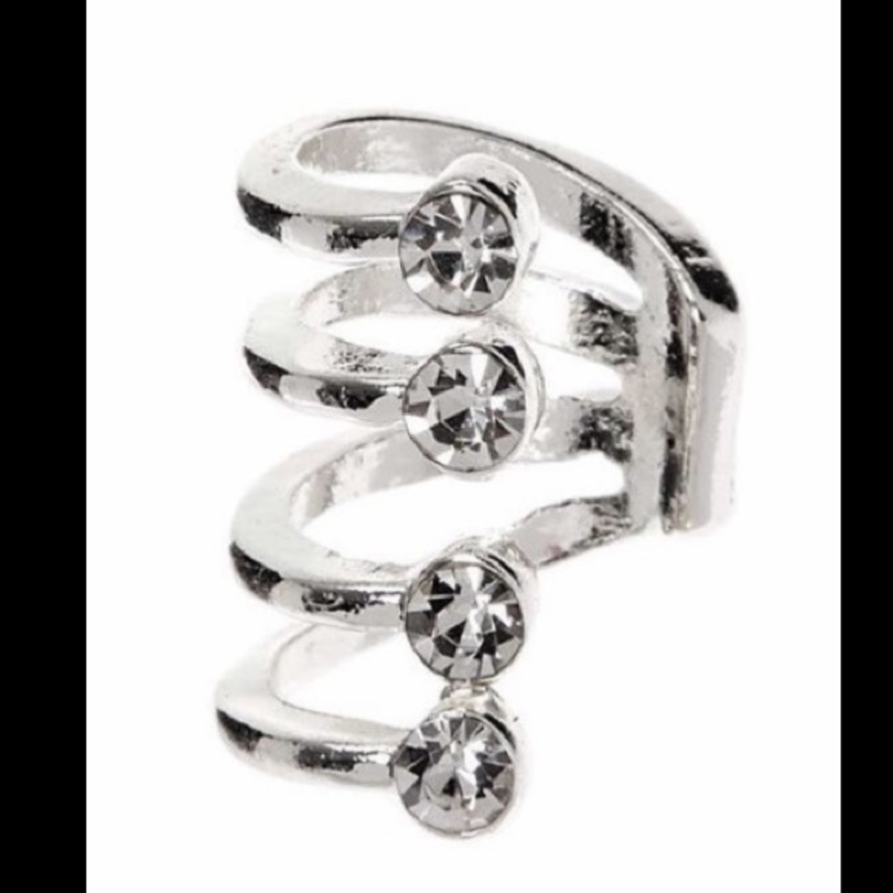 3/20$ đSILVER TONE 4 BAND CRYSTALS EAR CUFF WRAP - Picture 5 of 6